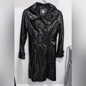 Biou Biou Genuine Lizard-Embossed Patent Pigskin Trench Coat
